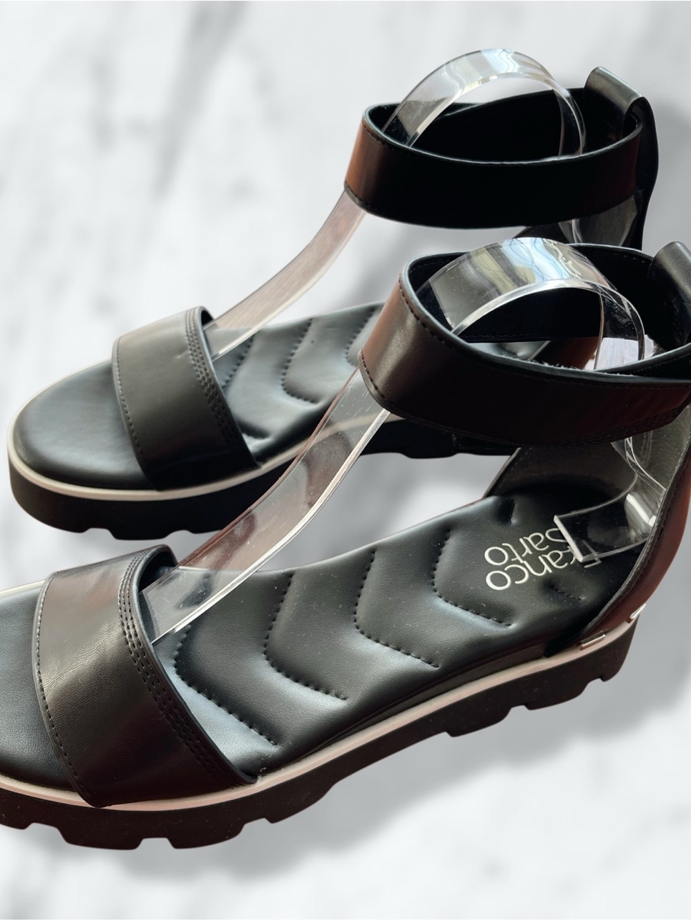 NWOT Franco Sarto Umbria Black Ankle Strap Platform Sandals s 8.5 - Picture 2 of 8